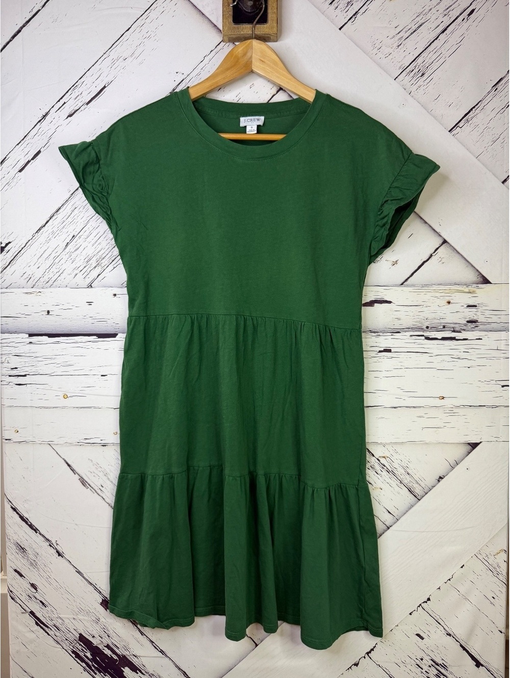 J. Crew Flutter Sleeve T Shirt Tiered Mini Dress Cottagecore Women’s Small